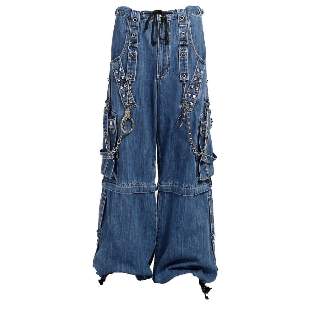 Men's Extreme Bondage Light Blue Denim Pants Skater Gothic Punk Rocker